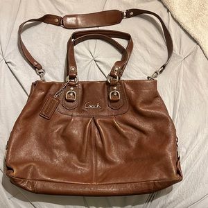Coach Ashley Brown Leather Convertible Satchel Shoulder Handbag